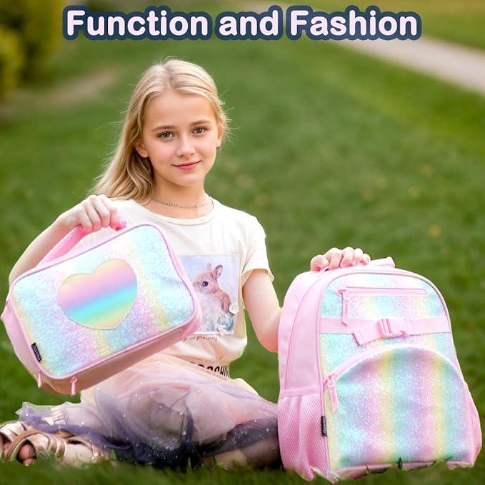 FlowFly Kids Backpack for Toddler Boys Girls, Simple Lightweight Bookbag for Daycare Kindergarten Elementary School Travel, Small Modern Bag (Medium 15'', Unicorn)