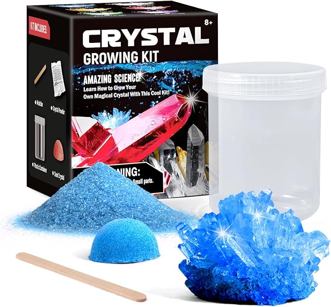 Crystal Growing Kit for Kids, Blue DIY Crystal Science Experiment Set, Grow Your Own Crystals, STEM Educational Chemistry Kit for Boys & Girls Ages 6-12, Fun Science Lab Gift for Kids