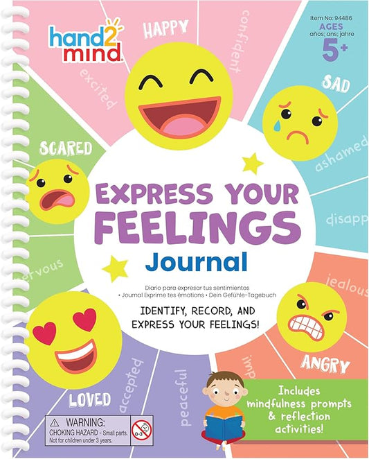hand2mind Express Your Feelings Journal, Emotions Journal for Kids with Feelings Wheel, Social Emotional Books for Kids, Growth Mindset for Kids, Mindfulness for Kids, Calm Down Corner Supplies