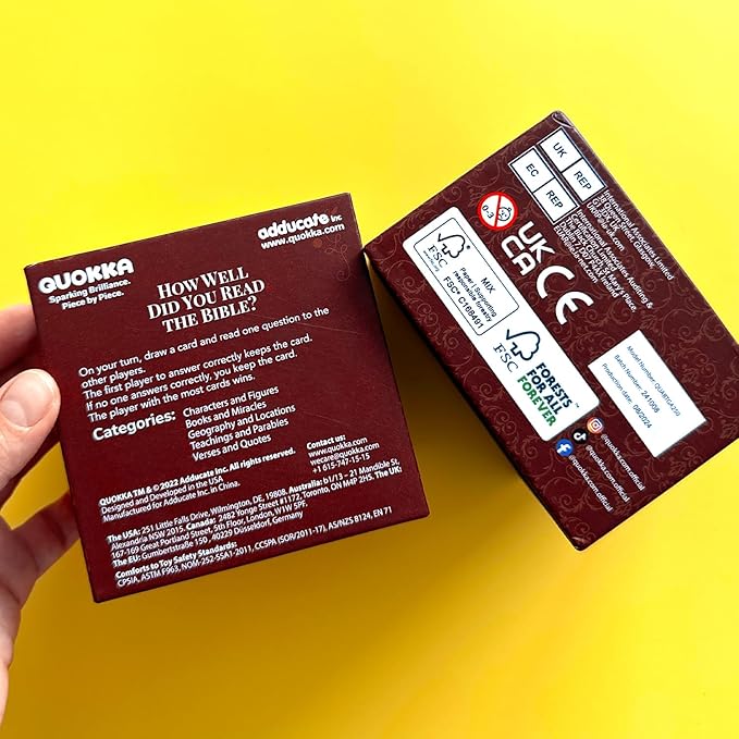 QUOKKA Rethink. Bible Trivia Game for Adults – 250 Bible Trivia Cards for Christians – Fun Christian Games for Adults & Family – Religious Gifts for Men and Women - 5 Categories to Check How Well You