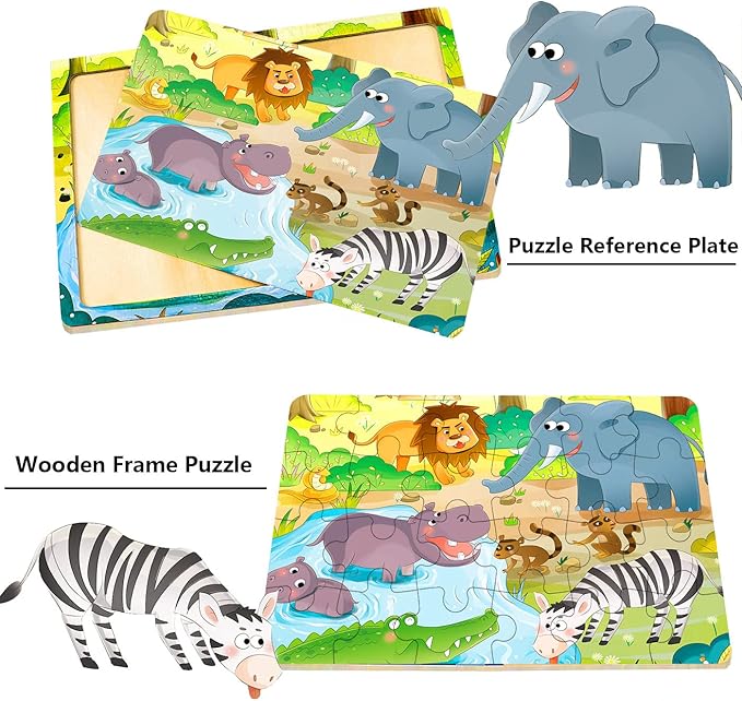 Puzzles for Kids Ages 3-5, 24 Piece Colorful Wooden Puzzles for Toddler Children Learning Educational Puzzles Toys for Boys and Girls (6 Packs)