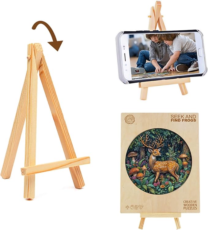 Wooden Puzzles for Adults, Wooden Jigsaw Puzzles for Adults-Seek and Find Frogs, Forest Elk Unique Shaped Wood Puzzles Adult, Creative Gifts for Friends Family Game, Home Decor (11.4 * 11.4in 200pcs)