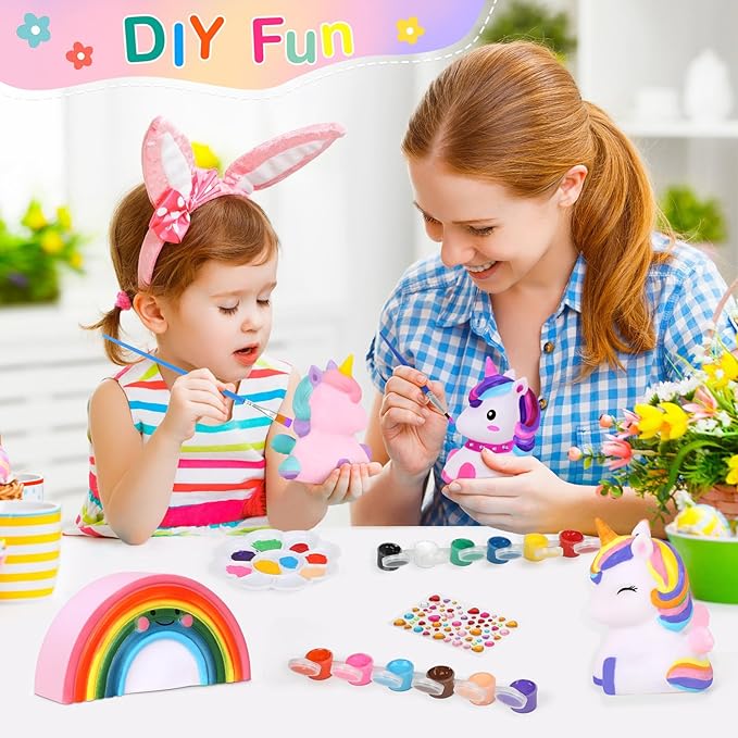 dededa Paint Your Own Unicorn & Rainbow Night Light Art Kit, Arts and Crafts for Kids Ages 4-8,Unicorn Toys Unicorns Gifts for Girls Ages 6-8 Painting Kit for Kids 8 9 10 11 12+