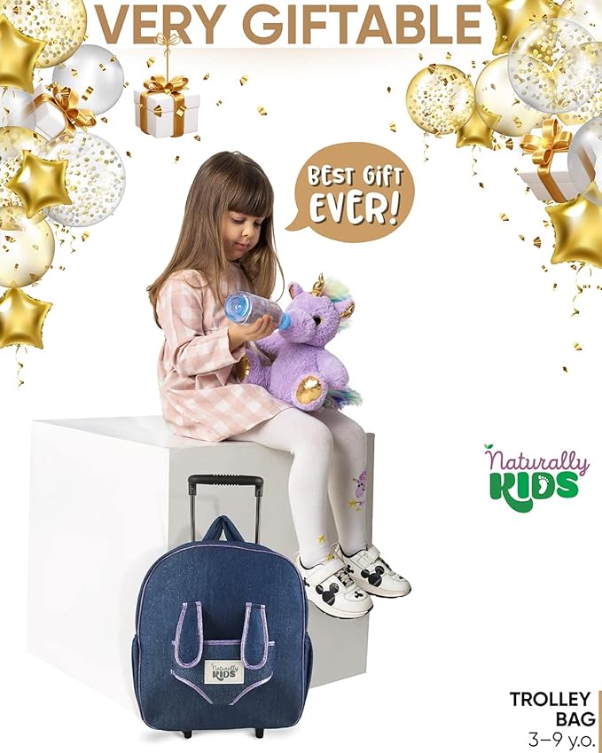 Toddler Luggage for Girls w Unicorn Toys, Kids Rolling Backpack for Girls, Toddler Suitcase, Gifts for 3 4 5 6 Year Old