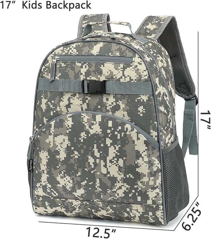 FlowFly Kids Backpack for Toddler Boys Girls, Simple Lightweight Bookbag for Daycare Kindergarten Elementary School Travel, Small Modern Bag (Large), Digital Camo