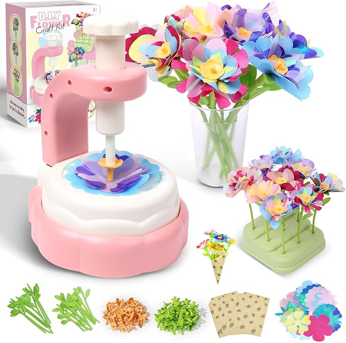 Yaozyety DIY Flower Bouquets Toys, Craft Kits Toys for Kids - Fabric Flower Crafts, Making Arts & Crafts Activity Kit for Girls Ages 4 5 6 7 8, Preschool Learning, Birthday Gift for Girl