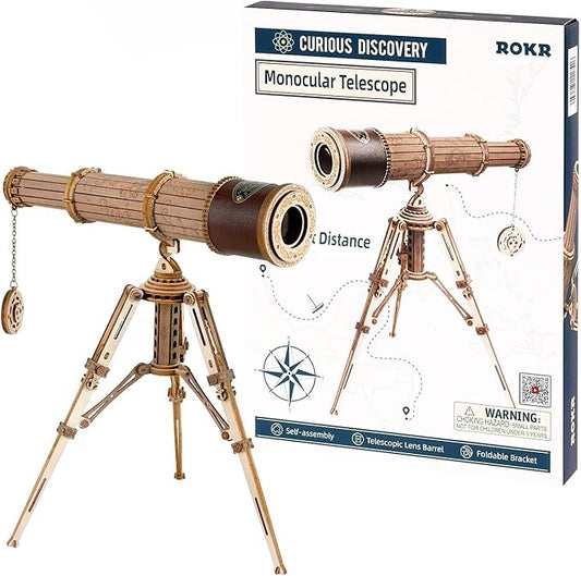 ROKR 3D Wooden Puzzles-Model Building Kits-DIY Kits for Adults-Wooden Monocular Telescope Science Gifts Kits for Adults