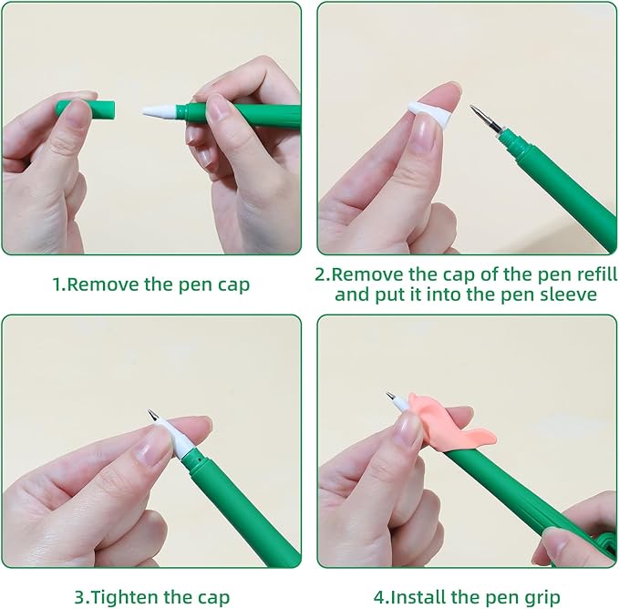 Disappearing Ink Pen, Magic Pens with Grips and Refills, Suitable for Handwriting Practice Book, Reusable Drawing Pen of Invisible Ink, Children's Writing Practice Aid