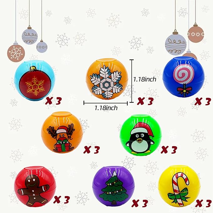 24 Pcs Christmas Mini Fidget Spinners Ball Toys for Kids Adults Christmas Stocking Stuffers, Pinata Fillers, Treasure Box Toys for Boys Girls Christmas Party Favors Gifts