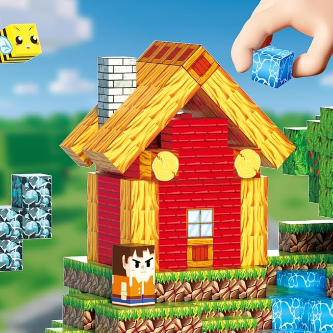 200pcs Magnetic Blocks, Magnetic Building Blocks Set, Kids Sensory Toy for Toddlers STEM Learning, Stacking Magnets for Kids,0.8" Large Size