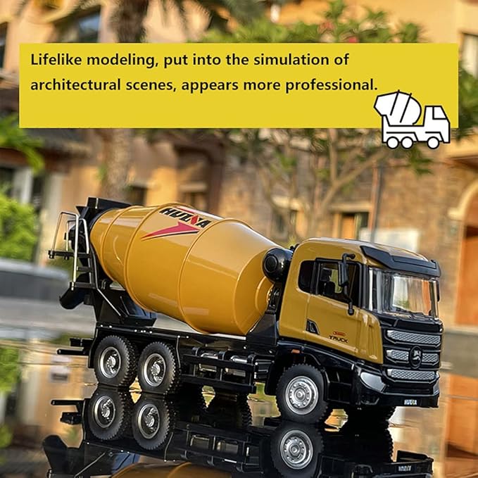 Ailejia Cement Mixer Toy Truck 1/50 Scale Metal Diecast Big Construction Engineering Vehicle Model Collection Diecast Alloy Truck Decoration Toy Gift for Kids (Cement Mixer Truck)