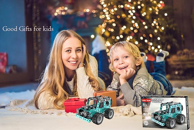 Buildable 3D Metal Engineering Kit 194-Piece STEM Set for Ages 8-16 Develops Logic Skills DIY Project Ideal Gift for Kids (Blue)