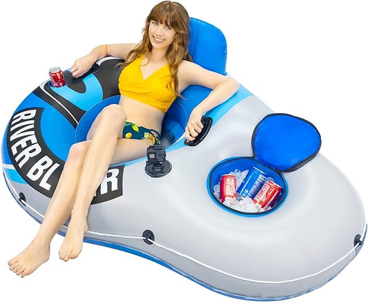 2025 New & Upgraded Sunlite Sports Heavy Duty River Tube Inflatable, Premium Water Float to Lounge Above Lake and River, Outdoor Water Raft Sport Fun, Recreational Use