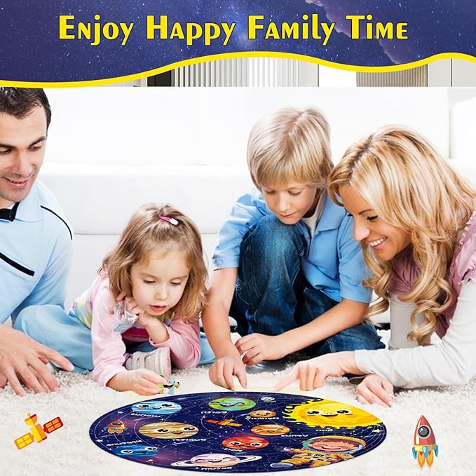Floor Puzzles for Kids Ages 4-6 70 Piece Glow in The Dark Solar System Puzzles Ages 3-5 Space Planets Toys Large Jigsaw Puzzle Learning Educational Toy Birthday Gift for Boys Girls Ages 6-8