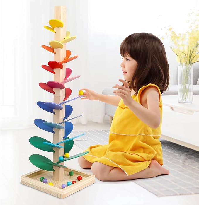 Wooden Marble Run Update Wooden Music Tree for Kids 3+ Years Old,Ball Drop Toy Montessori Toys for 3+ Birthday Gifts for Boys and Girls