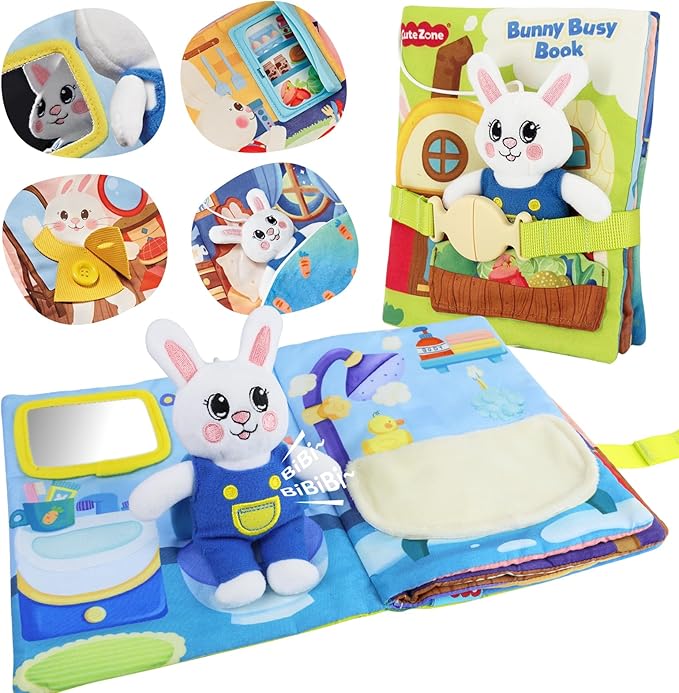Montessori Busy Book for Toddlers 1-3,Busy Board with 12 Sensory Activities & Fine Motor Skills,Travel Toys for Airplane Car,Educational Learning Gift for 1 2 3 Year Old Boys Girls
