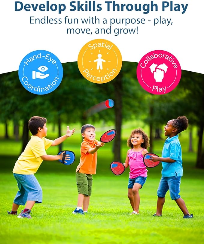 JoyCat Toss and Catch Ball Game Set,Toddler Baseball Glove,Beach Pool Yard Camping Games,Kids Sports & Outdoor Play Toys for Family,Outside Toys for 3 4 5 6 7 8 9 10+Year Old Boys Girls Birthday Gifts