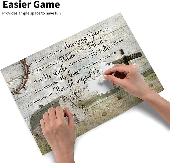 300 Pieces, I Still Believe in Amazing Grace,Wooden Puzzle,Intellectual Challenge,Relaxing Family Activities, Decoration and Holiday Gifts.Jigsaw Size: 15.7 x 11 in and 1:1 Original Picture Poster