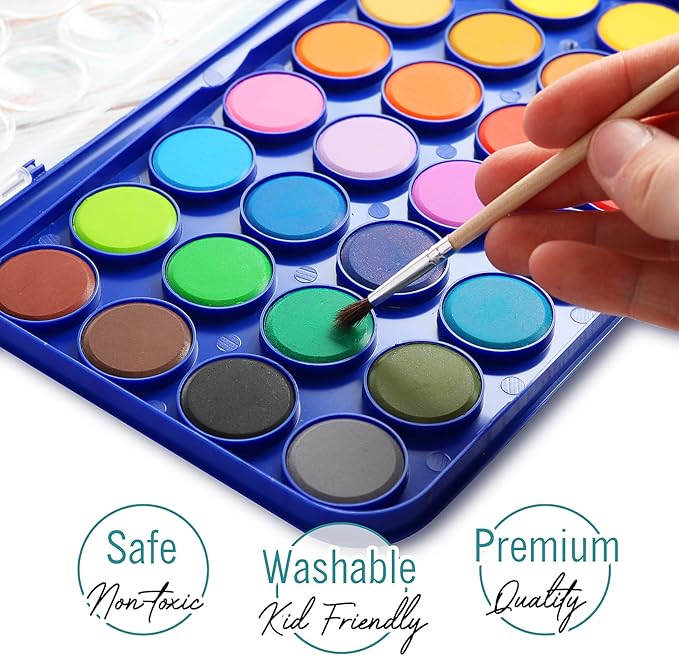 Watercolor Paint Set- Premium 48 Watercolor Paint with Watercolour Book, Water Color Palette and 3 Paintbrushes. Great Water Colors for Adults and Kids