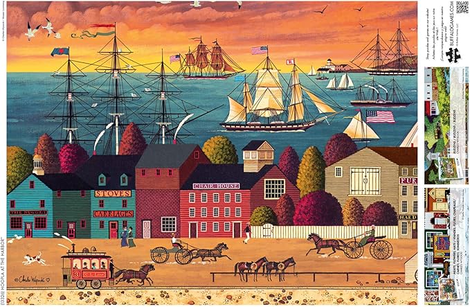 Buffalo Games - Charles Wysocki - Hoopla at The Harbor - 1000 Piece Jigsaw Puzzle for Adults -Challenging Puzzle Perfect for Game Nights - Finished Size is 26.75 x 19.75