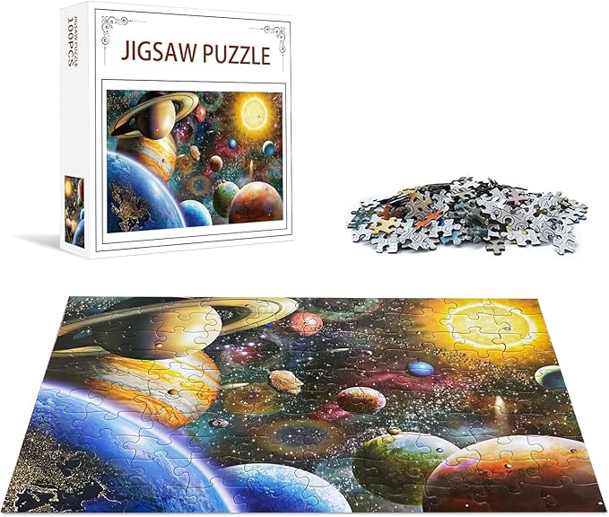 Jigsaw Puzzles 100 Pieces for Kids Youth Families (Space Traveler, Solar System) Pieces Fit Together Perfectly
