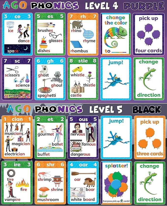 Phonics Card Game - Advanced Set (Levels 4 and 5) A Fun Game to Build Phonics and Reading Skills. Learn Tricky phonemes (digraphs/dipthongs/Word Families/Silent Letters & More!)