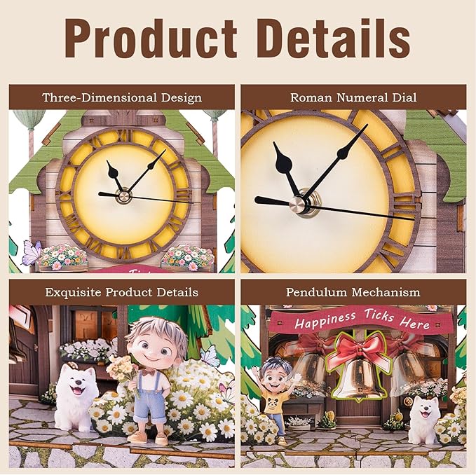 Cutywood 3D Puzzles for Adults Clock-Balloon Cabin Design Model Kit-Mechanical DIY Pendulum Clock with Roman Numerals-Desk Home Office Decor Personalized Gift for DIY Lovers