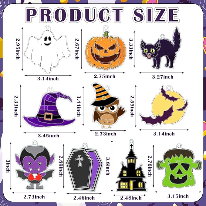 Yaomiao 30 Sets Halloween Suncatchers Window Art Kits DIY Pumpkin Ghost Suncatcher Crafts Bulk Paint Your Own Window Hanging Ornaments for Boys Girls Home Class Birthday Halloween Party Favors Gifts