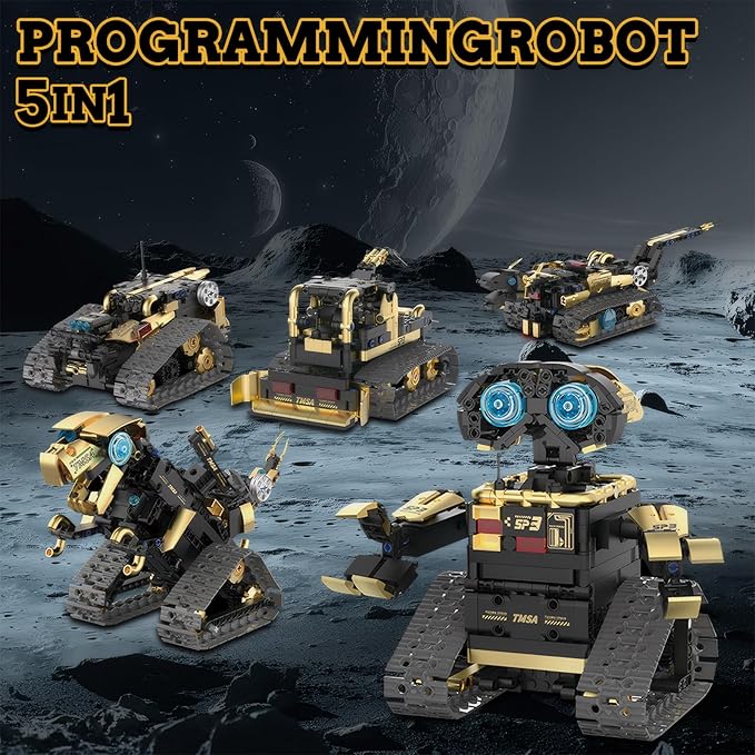 5 in 1 Robot STEM Robot Building Kit Science APP & Remote Control Blocks Technic Educational Building Blocks Set Robotics Toys for Boys Kids Ages 8-12(695 Pieces)