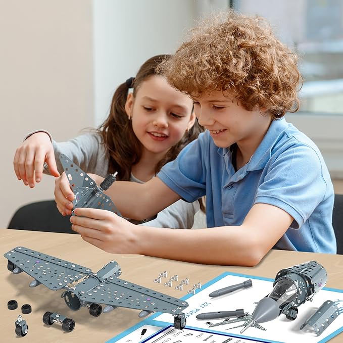 Lucky Doug STEM Building Projects Model Airplane Jet Set - Building Toys for Kids Ages 8-12, Assembly Science Kit for Boys 8 9 10 11 12 Years Old