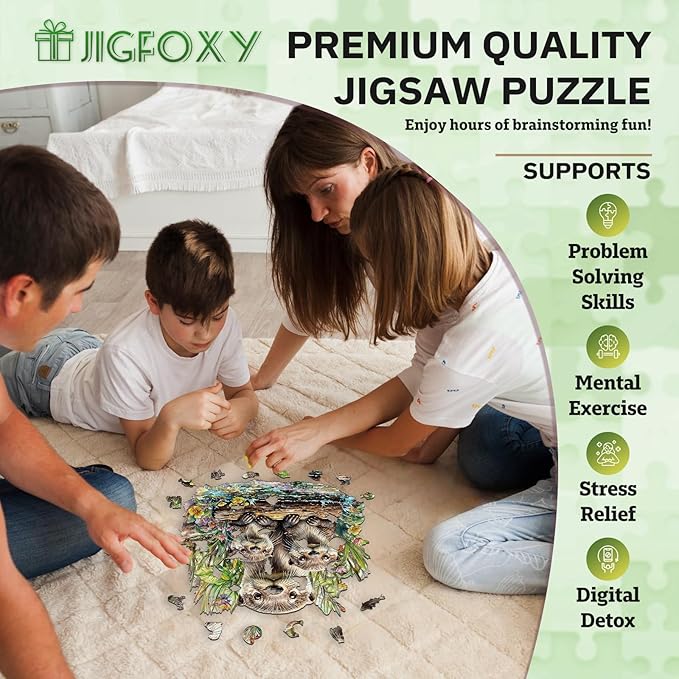 Jigfoxy Wooden Puzzles for Adults, Otter Wood Puzzles Adult, Unique Animal Shape Wooden Jigsaw Puzzles for Adults, Birthday Gifts for Puzzle Lovers, Family (M-11.4 * 10.9in-200pcs)
