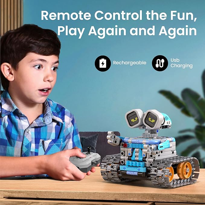 Sillbird Robot Building Kit with Remote Control STEM Gifts for Kids Age 8-12, Coding Robotics Technic Toy Set for Boys' Birthday, Buildable 5-in-1 Models with 435 Pieces