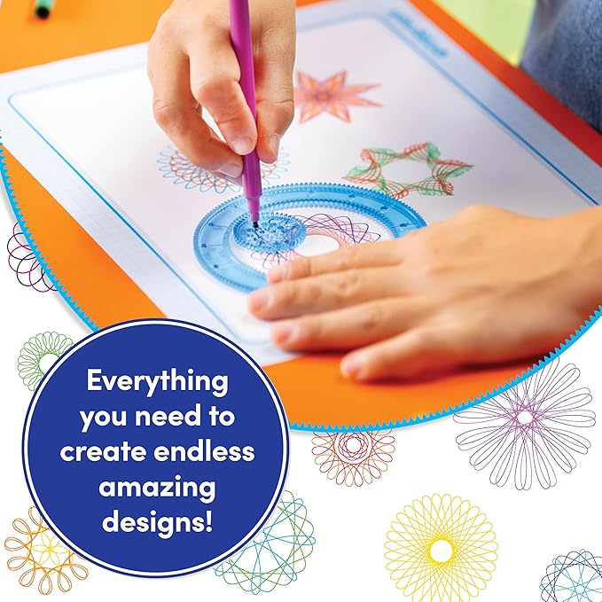 Spirograph with Markers, Arts and Crafts, Kids Toys, Art Supplies, Craft Supplies, Drawing Kit, Spiral Art, Classic Gear Design Kit, Markers, Design Sheet Included, Ages 8+