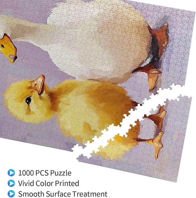 1000 Piece Wooden Jigsaw Puzzle for Adults,Adorable Chicks and Ducklings,Brain Training Challenge,Stress Relief Activity,Heartwarming Farmyard Artwork, Eco-Friendly Woodens Pieces