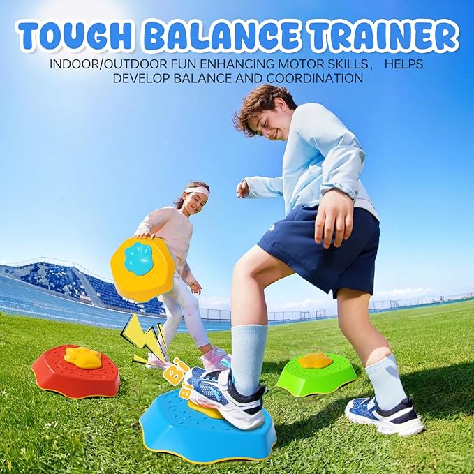 HIROSE Voiced Stepping Stones for Kids, 5pcs Durable Non-Slip Balance Stones, Promoting Children's Coordination and Motor Skills, Indoor & Outdoor Toys, Obstacle Course, Gifts for 3+