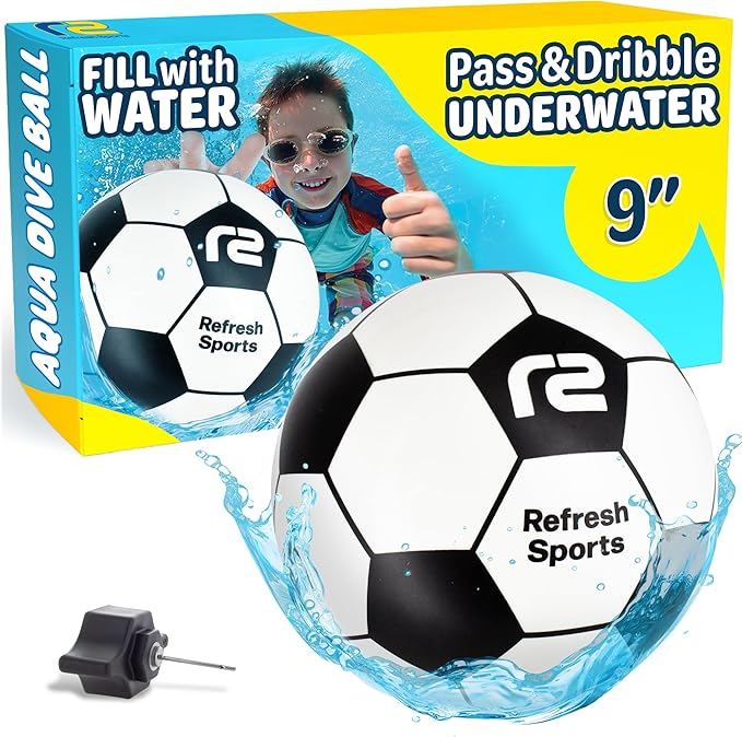 Aqua Dive Soccer Ball - Fun Underwater Pool Toys for Ages 8-12 + โ Best Pool Games Outdoor Ball Game for Kids โ Water Toys for Kids Summer Parties & Watermelon Beach Games - Fun Gifts For Boys & Girls