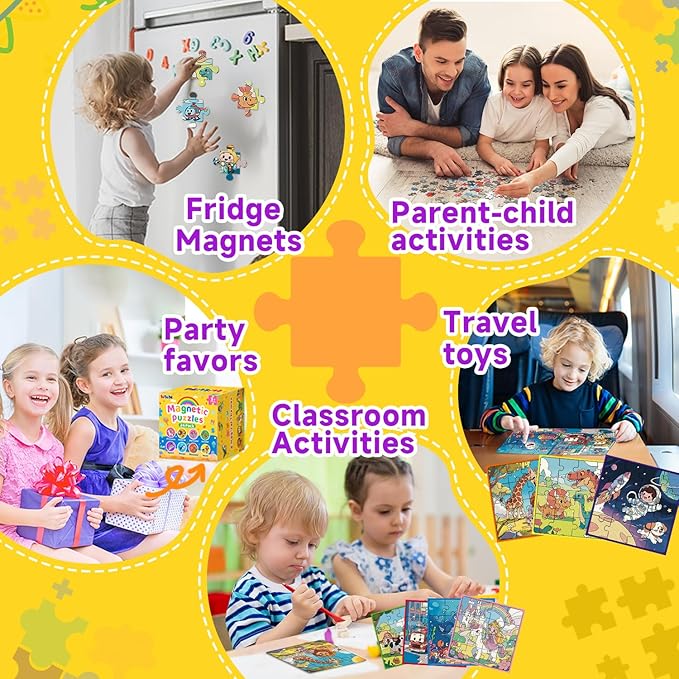 Magnetic Puzzle Party Favors for Kids: 24-Pack Bulk Magnetic Puzzle Books, Toddler Travel Toys for Car Airplane, Birthday Party Supplies, School Classroom Prizes, Stocking Stuffers for Girls Boys
