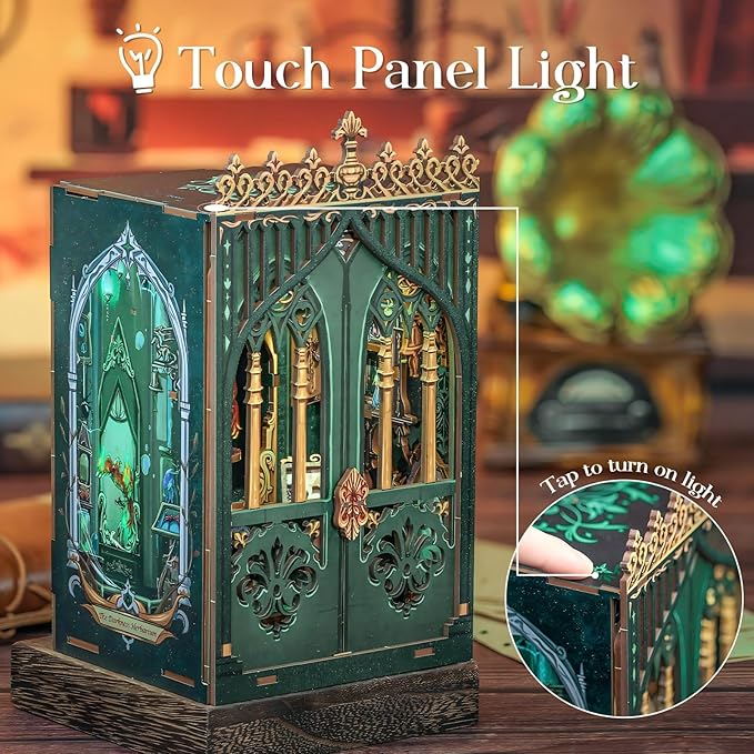 Fsolis Book Nook Kits, DIY Miniature House Kit 3D Puzzles for Adults Bookshelf Decor Gifts for Women Teenagers Craft Lovers(The Darkness Herbarium)