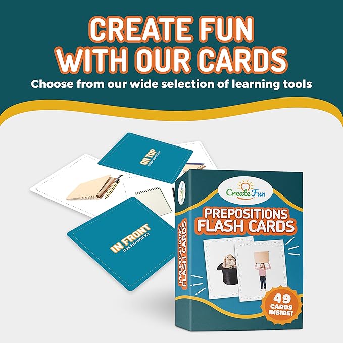 49 Preposition Vocabulary Builder Flash Cards Vol 1 Includes 7 Picture Card Prepositions with 5 Sequencing Learning Games for Kids, Parents, Teachers, ESL, Speech Therapy, Autism, ABA and Homeschool