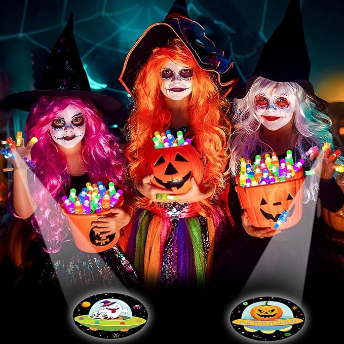 40PCS Halloween Party Favors for Kids, Light Up LED Finger Lights Glow in the Dark Toys Halloween Goodie Bag Fillers Treats Bulk for Halloween Party Classroom Prizes Trick or Treats Gifts