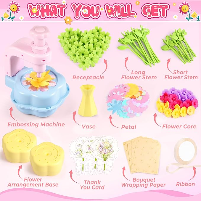 Kids Crafts, Arts and Crafts for Kids 4-6, Craft Kits, Frozen Toys, Fabric Flower Bouquets Toys, 6 Year Old Girl Birthday Gift, 8 Year Old Girl Birthday Gift, Christmas Gifts Halloween Crafts
