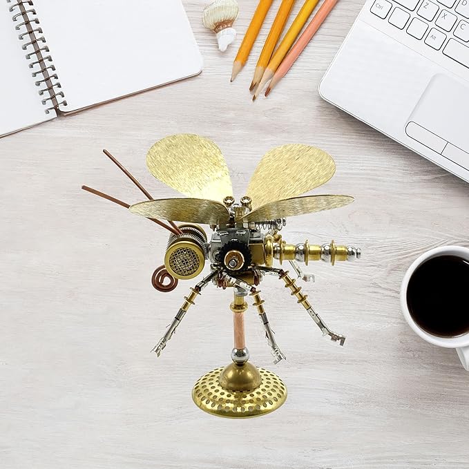 Steampunk Metal Insect Bug Mechanical Sculpture Insect Clockwork 3D Steampunk Metal Puzzle Model (Butterfly-HD5)