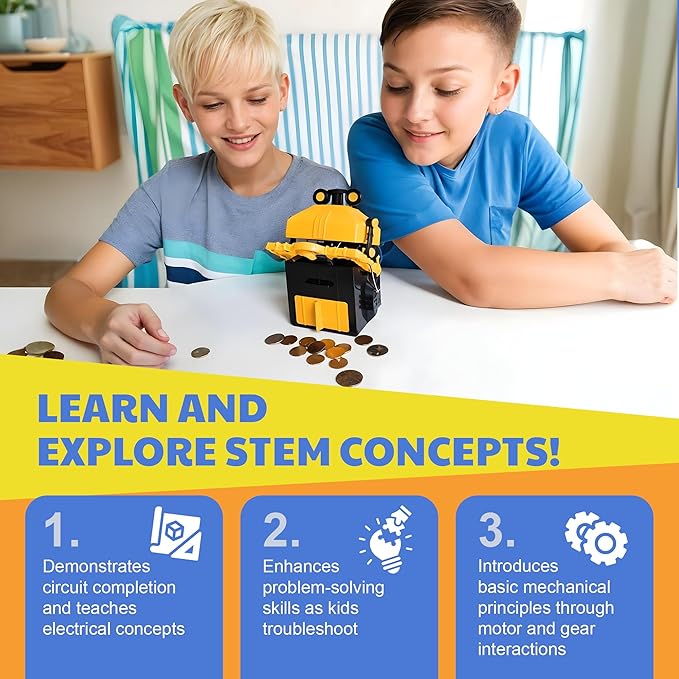 KidzRobotix - Money Bank Robot - Build a Piggy Bank for Kids Robot, Inspire STEM Learning, Boost Creativity, and Teach Financial Responsibility with Our Fun DIY Coin Bank Kit for Kids Aged 8 and Up!