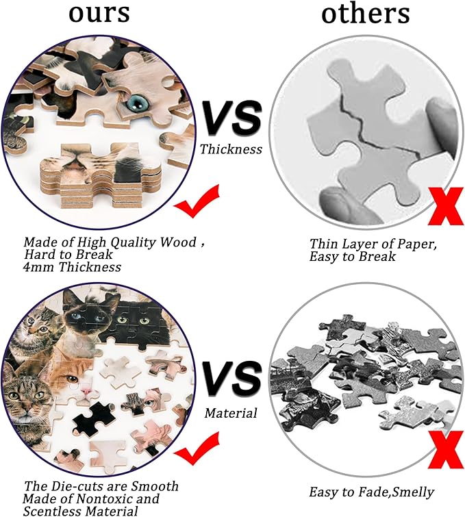 LELEMON 100 Pieces Cute Cats Jigsaw Puzzle for Kids Ages 4-8 Multicolor Cats Puzzles in a Metal Box Children Girls Boys Learning Educational Puzzles Toys
