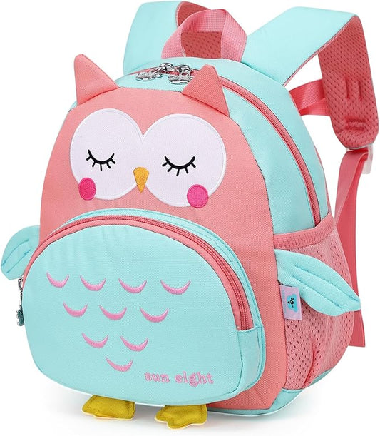 SUN EIGHT Preschool Backpack Toddler for Girls Animal Waterproof Kids Backpack 3D Cartoon School Bag for Baby Girl Boy 1-5 Years(Cute Owl)
