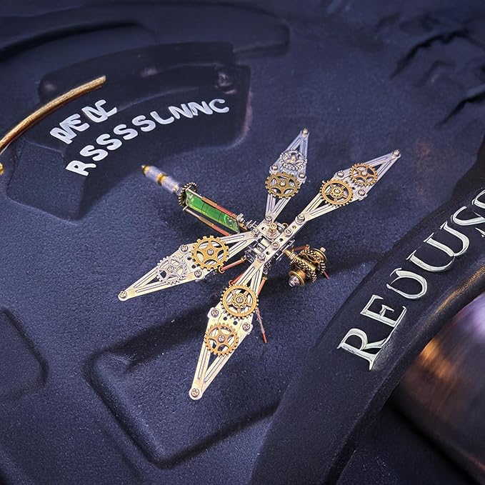 Steampunk Metal Insect Bug Mechanical Steampunk Sculpture Steampunk Mechanical Insect Clockwork 3D Steampunk Metal Puzzle Kits for Adults (Mechanical Dragonfly D)