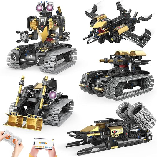 Robot Building Kit with APP/Remote Control STEM Gifts for Boys Age 8-16,Technic Coding Robotic Toys for Kids Birthday, Buildable 5in1 Models with 323+ Pieces