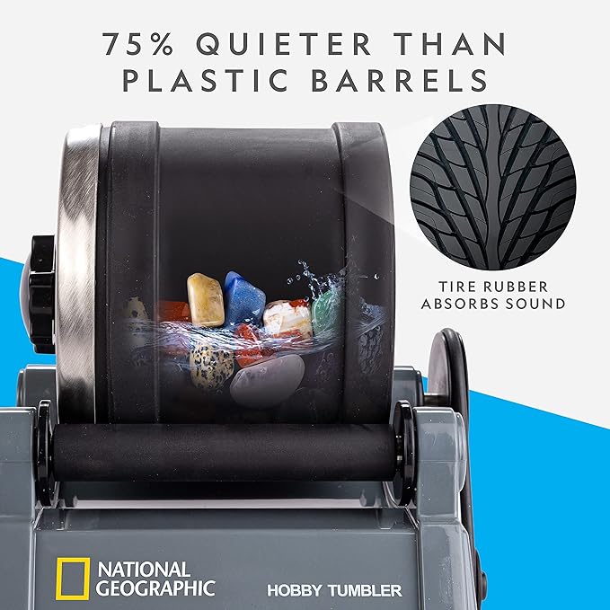 National Geographic Hobby Rock Tumbler Kit – Durable Leak-Proof Rock Polisher with 7-Day Timer, Complete Rock Tumbling Kit with Grit, Jewelry Settings & GemFoam Polish, Educational STEM Science Kit