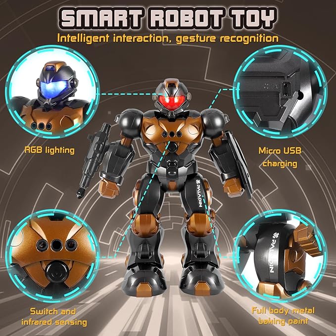Remote Voice Control Robot Toys for Kids, Intelligent Programmable Robot Gifts, Popular Science Story Toys, Gesture Sensing