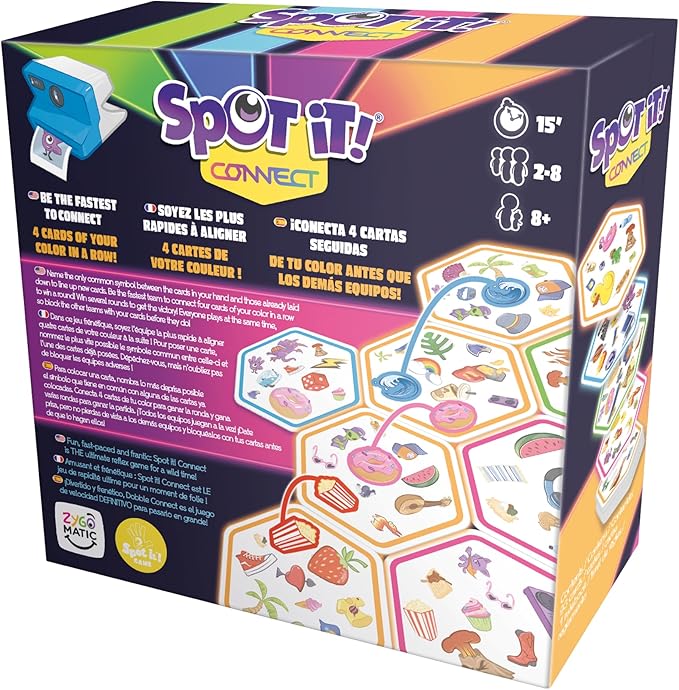 Asmodee Spot It! Connect - Fast-Paced Team Matching Game, Quick Reflexes, Fun for Game Night with Family and Friends, Great for Kids & Adults, Ages 8+, 2-8 Players, 15 Minute Playtime